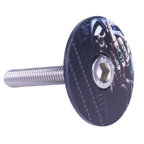 Aluminum Alloy Headset Top Cap, 1-1/8 Inch with M6x35mm Stainless Death sickle