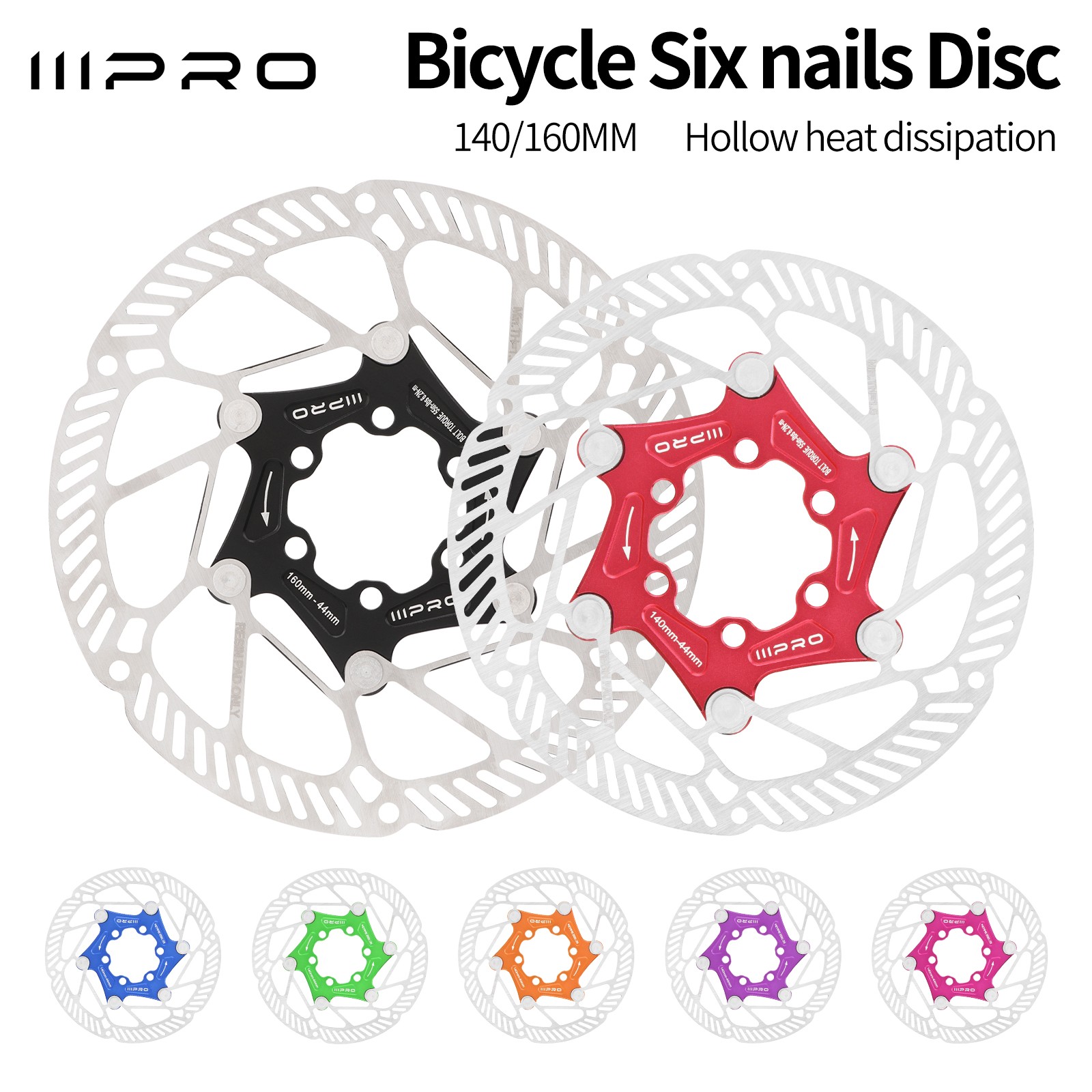IIIPRO 6-Bolts Aero Disc Rotor 140/160mm MTB Mountain Bike Road Hollow Disc