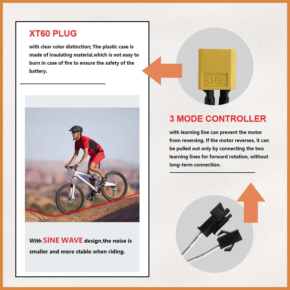 E-bike 36V/48V 40A Three-Mode Sine Wave Controller with LCD Display Motor Kit