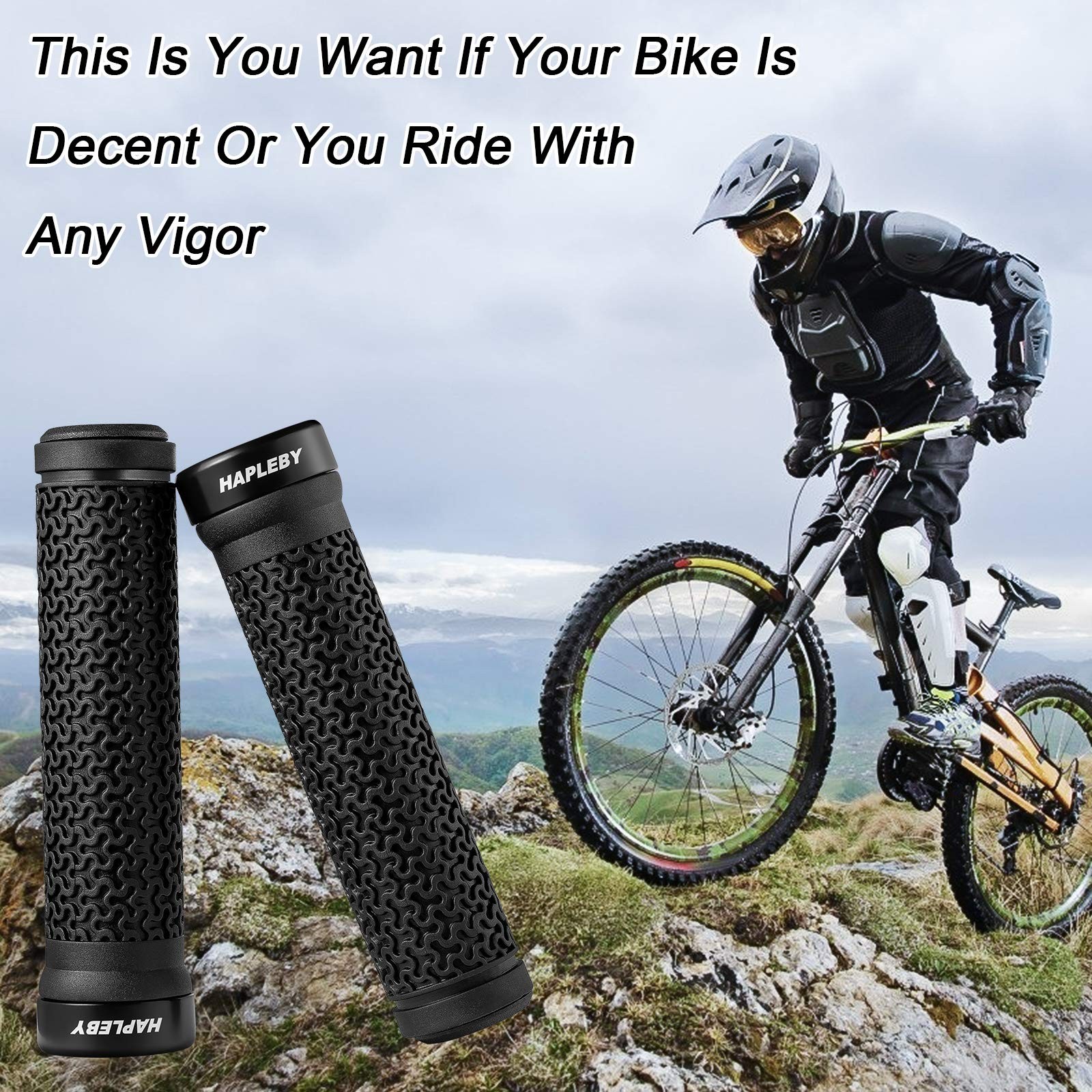 Premium Bike Handlebar Grips, Single Lock-on Professional Mountain Bicycle Ha…