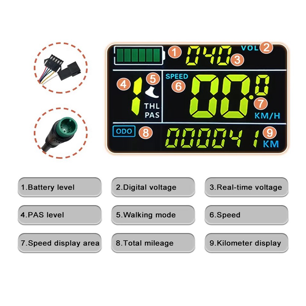 E-Bike 24V 36V 48V 60V S866 LCD Display Screen Control Panel with NFC Function