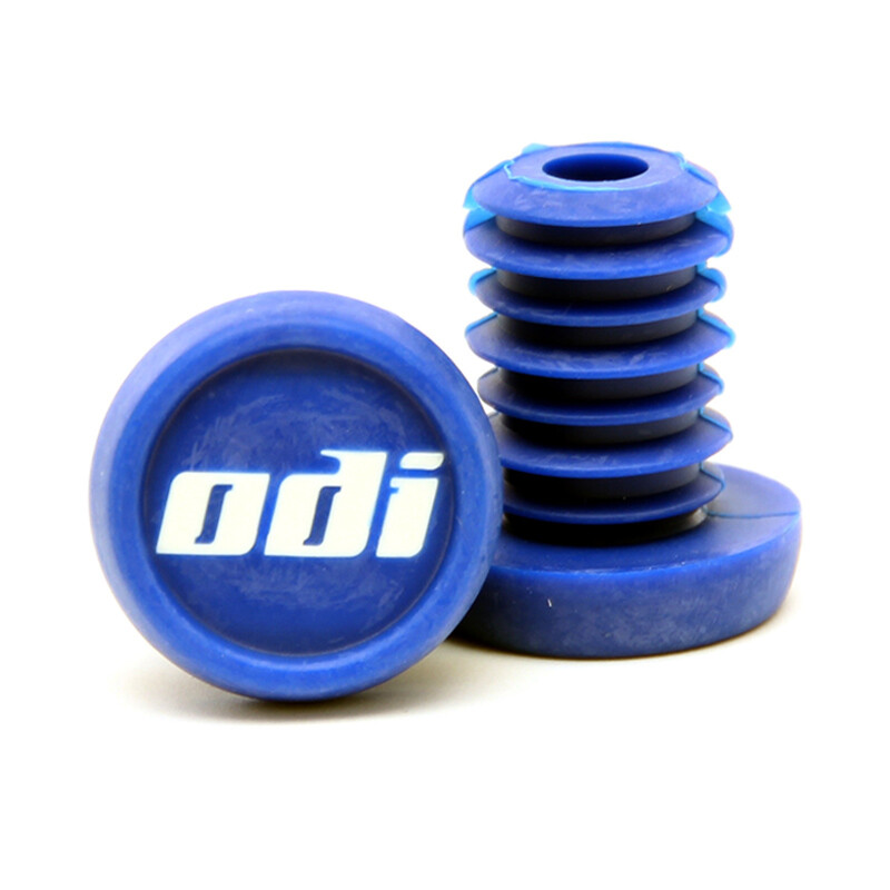 One PAIR ODI BMX bicycle nylon handlebar push-in bar ends plugs -Blue