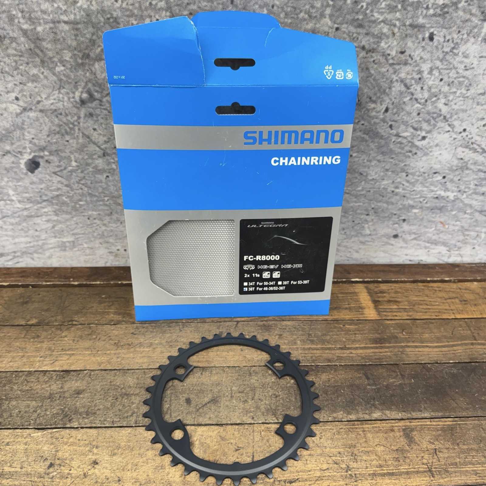 Shimano Ultegra 36T Chainring 110 BCD 4-Arm Black Asymmetric Road 11s FC-R8000