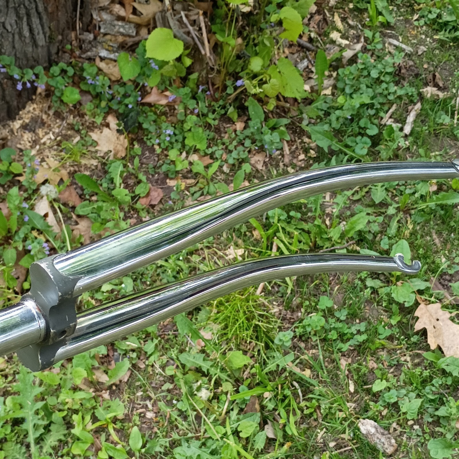 Rigid Steel Road Bike Fork 1″ Threaded. Chrome plated 640g 502mm steerer