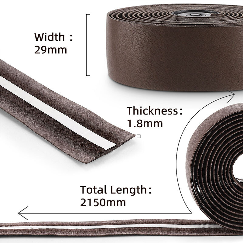 West Biking Road Bike Bicycle Handlebar Tapes Cowhide Leather Handlebar Tape Brown One Pair