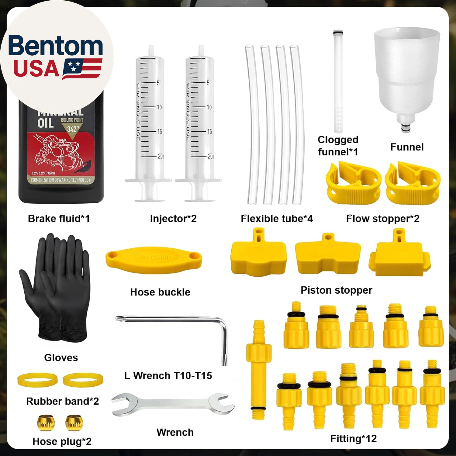 Brake Bleed Kit, Bicycle Hydraulic Brake Bleed Kit Including 150ML Mineral Oil f