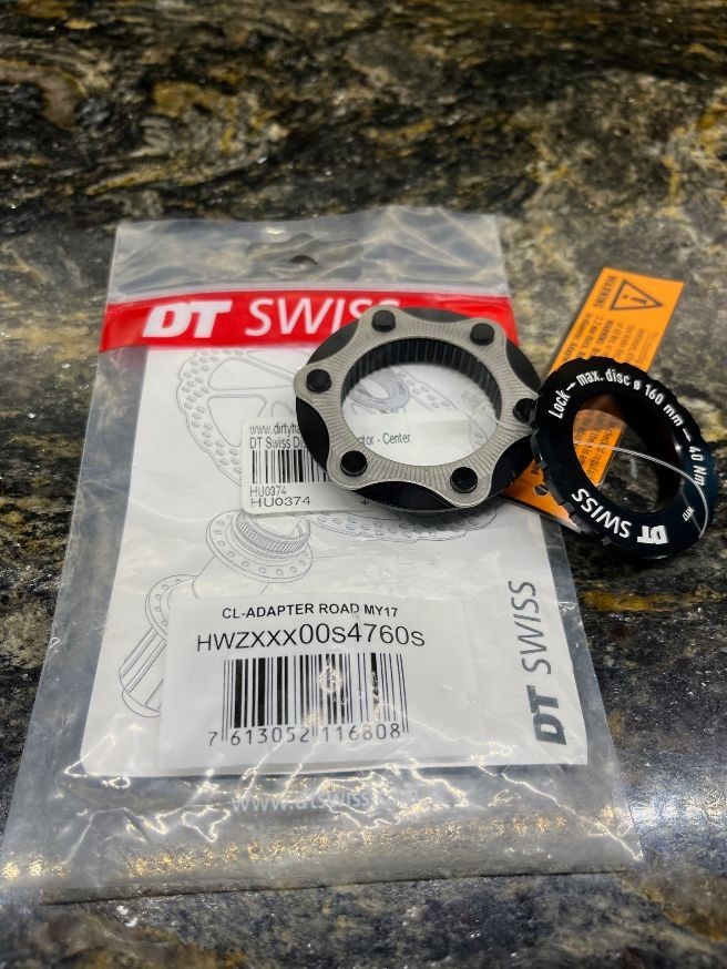 DT Swiss Center Lock to 6-Bolt Disc Adaptor: fits most QR and 12mm Frames/Forks