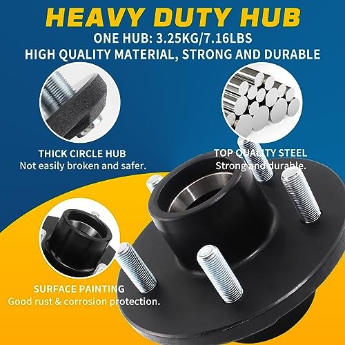 2Sets Trailer Hub Kits 5 on 4.5 for 3500 lbs 1-1/16» to 1-3/8» Tapered Axle,