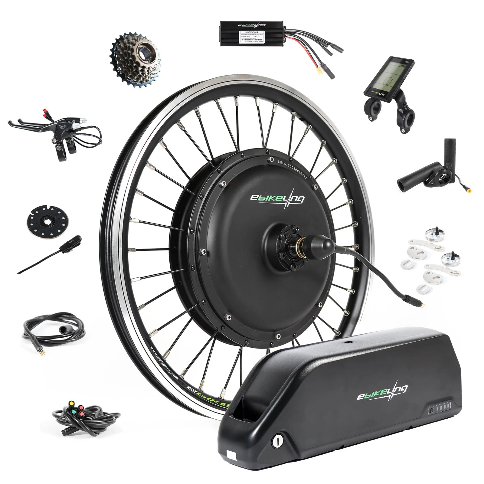 eBikeling 48V 1200W Direct-Drive Front/Rear E-bike Conversion Kit with Battery
