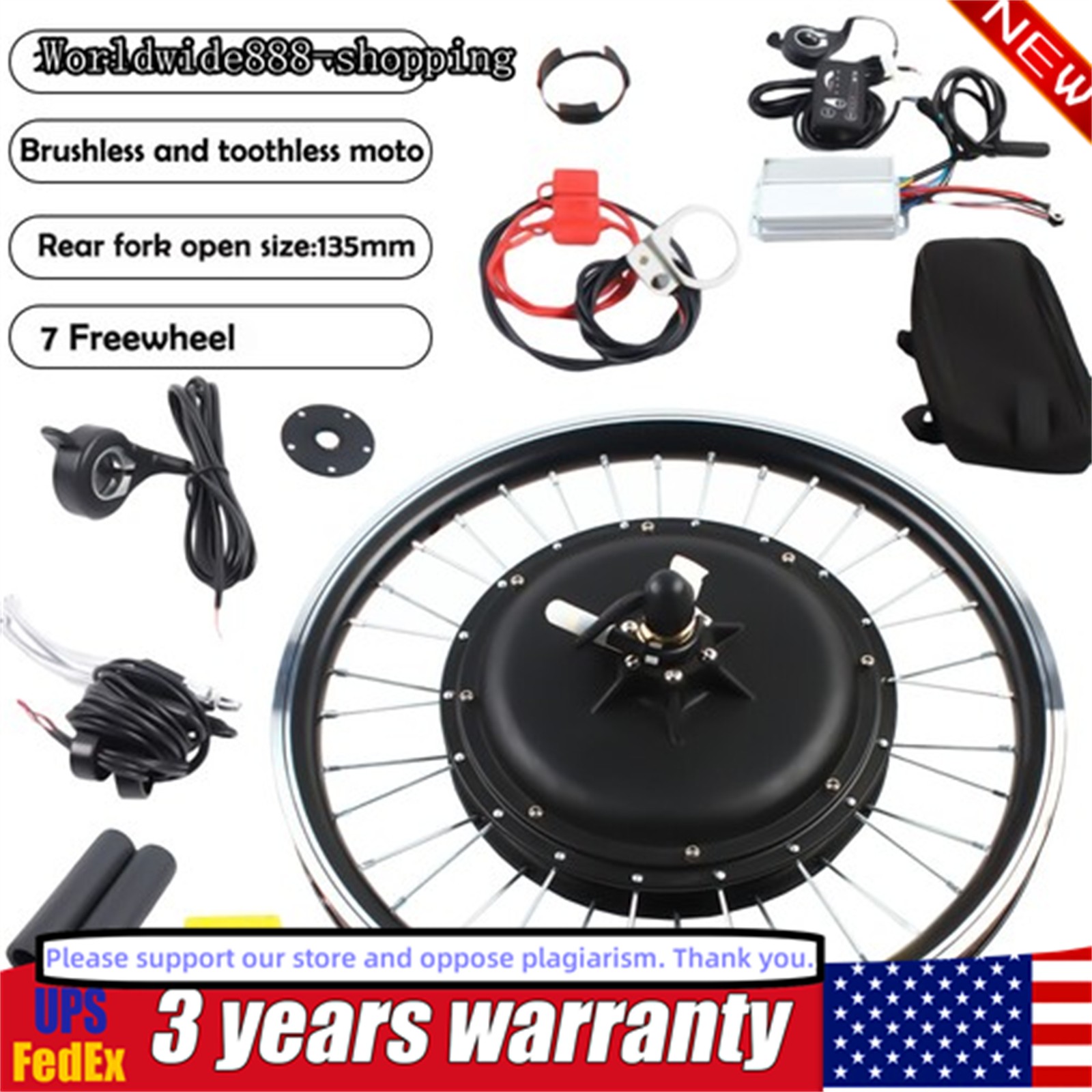 20 Inch 48V Rear Wheel Hub E-Bike Conversion Kit 1000W Electric Bicycle Motor