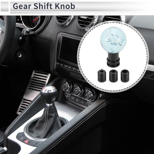Car Gear Shift Knob Acrylic Aluminum Alloy Stick Shifter Lever Knob Light Blue