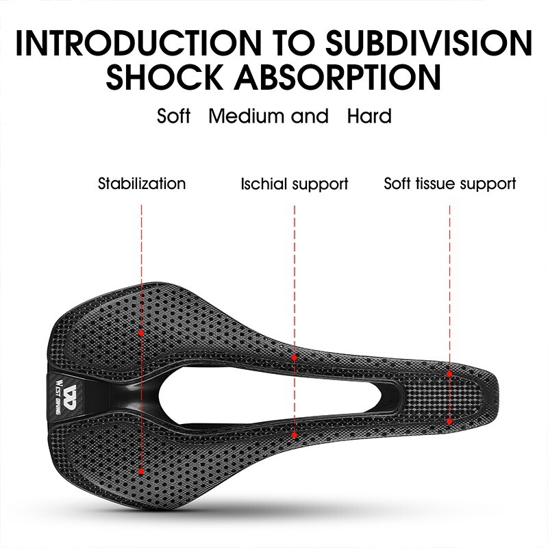 WEST BIKING Carbon Fiber Nylon 3D Printed Saddle Road Bike Hollow Bicycle Saddle