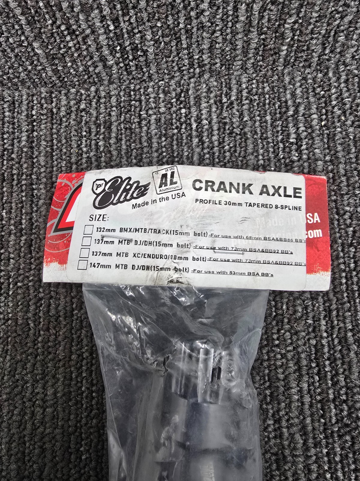 Profile Racing Crank Axle 30mm Tapered 8 Spline 132mm (Elite AL)
