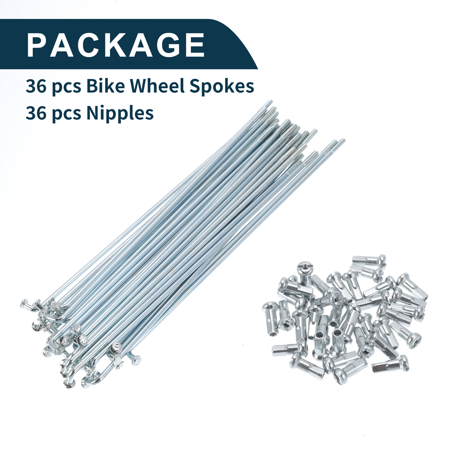 1 Set 13G 139mm Length Bicycle Spokes Nipple 45 Steel Galvanized Universal