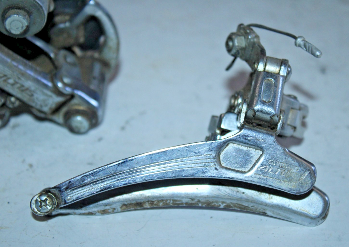 Vintage Shimano Altus Front Rear Derailleurs 2×7 Medium Reach Silver VTG Road :)