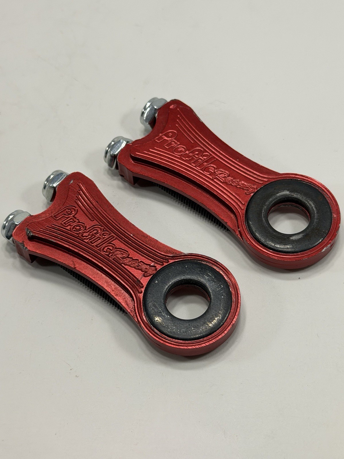 Profile Racing BMX Anodized Red Chain Tensioner Set 3/8″ Axle Mid School USA