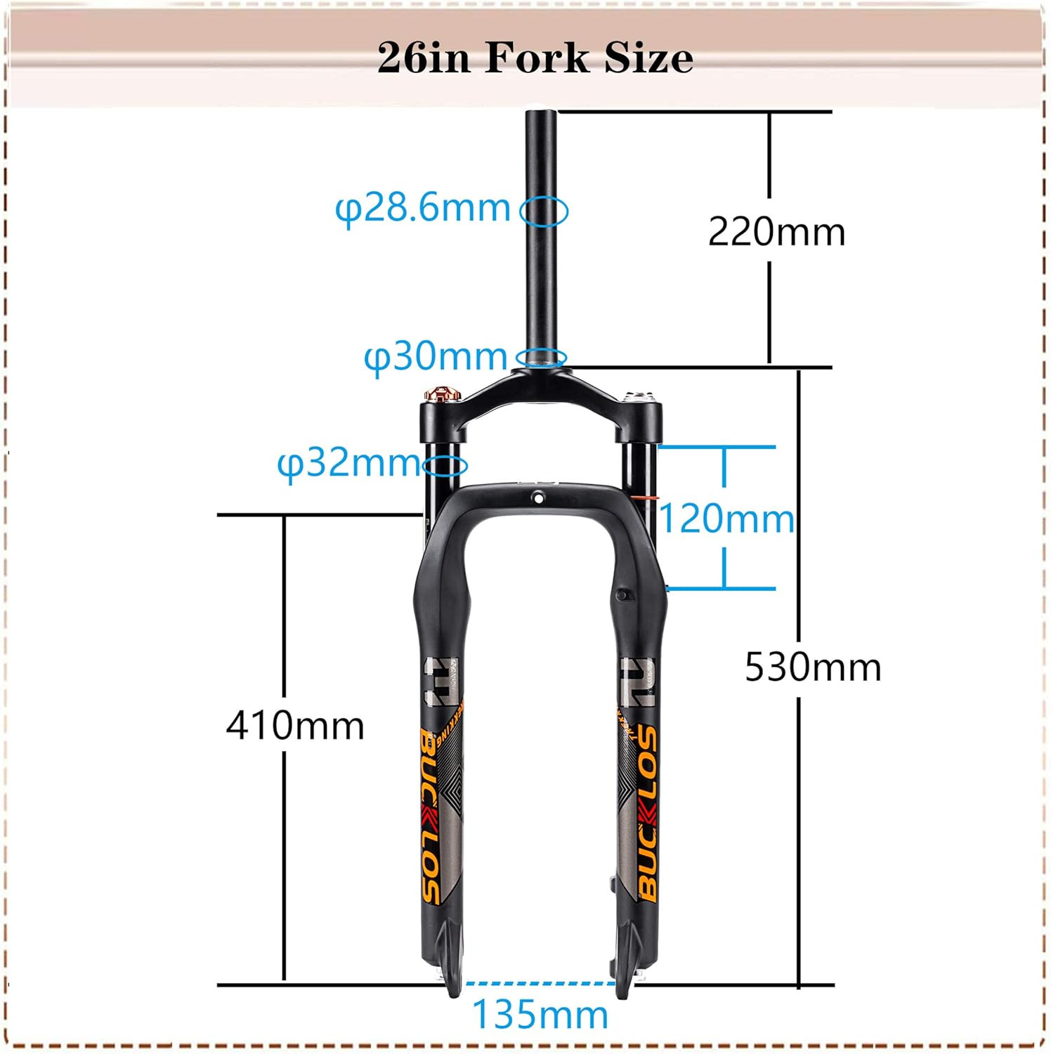 26 X 4.0 Inch Fat Bike Tire Air Suspension Fork 120Mm Travel, Spacing Hub 135Mm