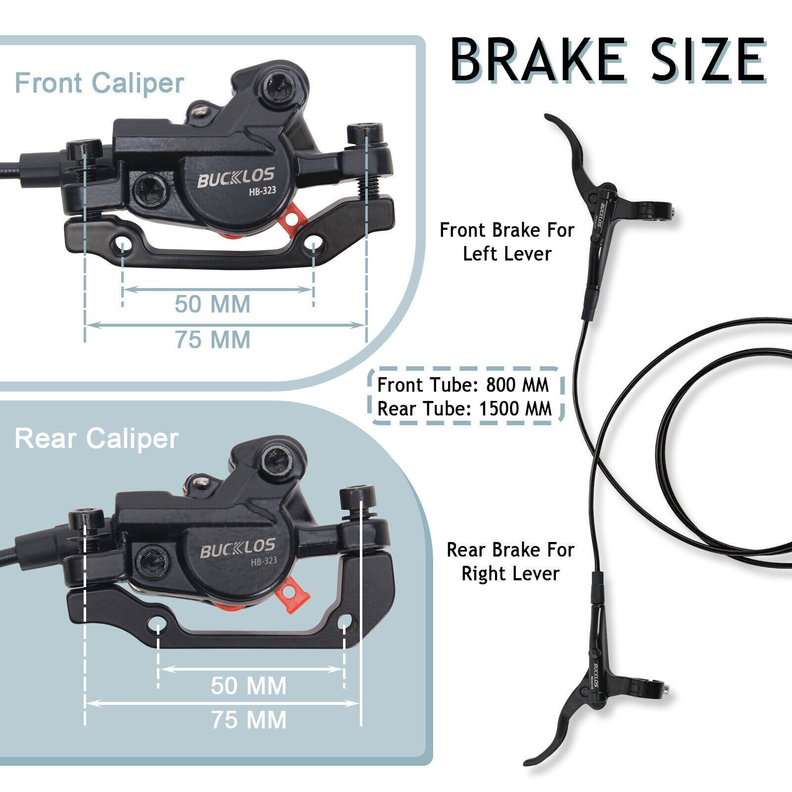 BUCKLOS Bicycle Brake Hydraulic Brake MTB Aluminum Front&Rear Set for Shimano US