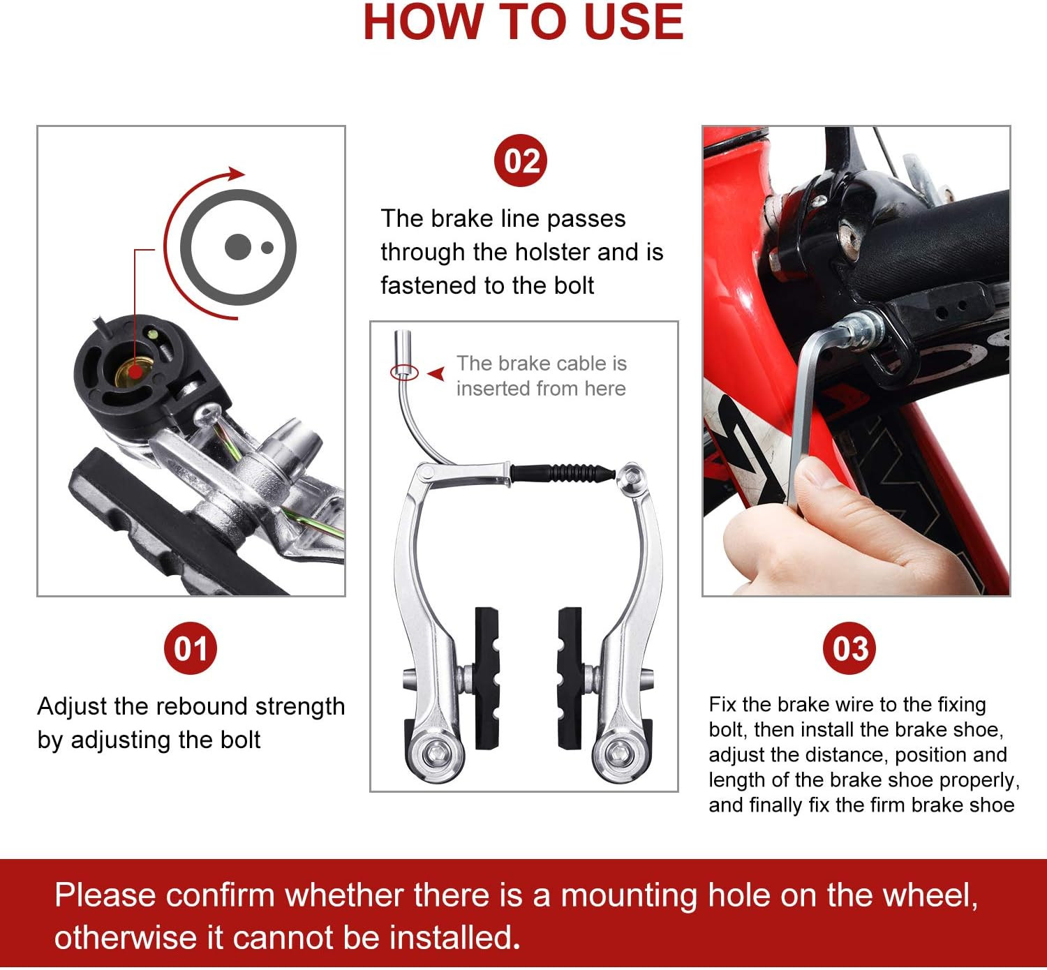Universal Mountain Bike Brakes Set – 2 Pairs, Replacement for Most Bicycles, …