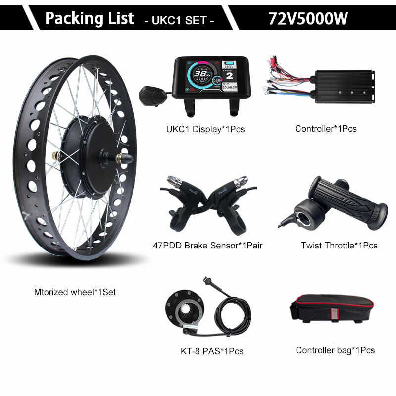 72V 5000W 20/24/26×4.0″ Snow Electric Bike Fat Brushless Non-gear Rear Hub Motor