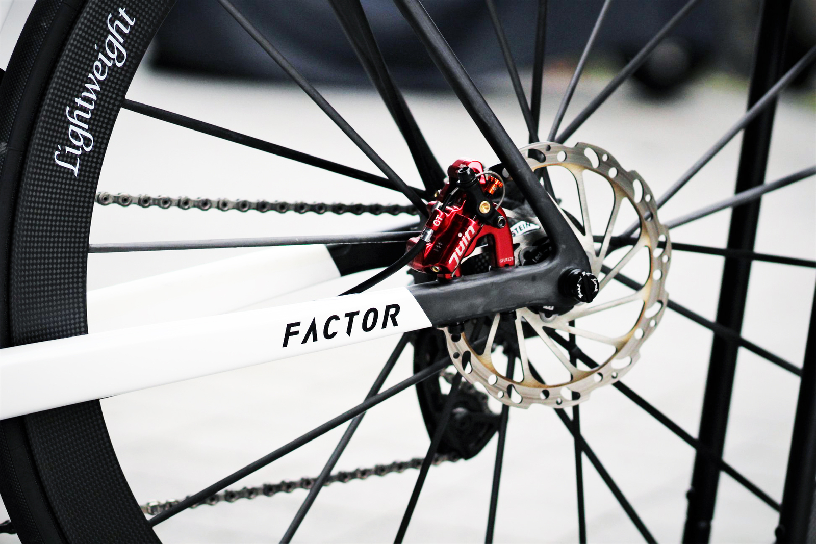 Juin Tech Gt-F Cyclocross eBike Riding 4-Piston Disc Brake Caliper Set Red Bike