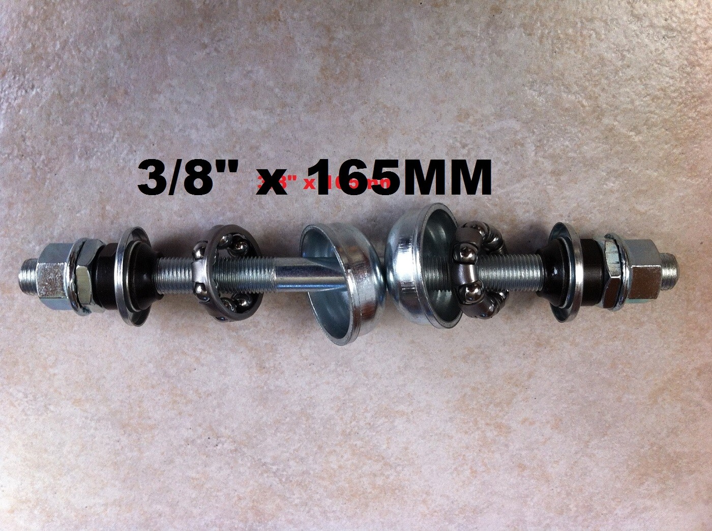 3/8″ x 165mm Rear Hub Axle w/ Bearings Cups Bikes Cycling