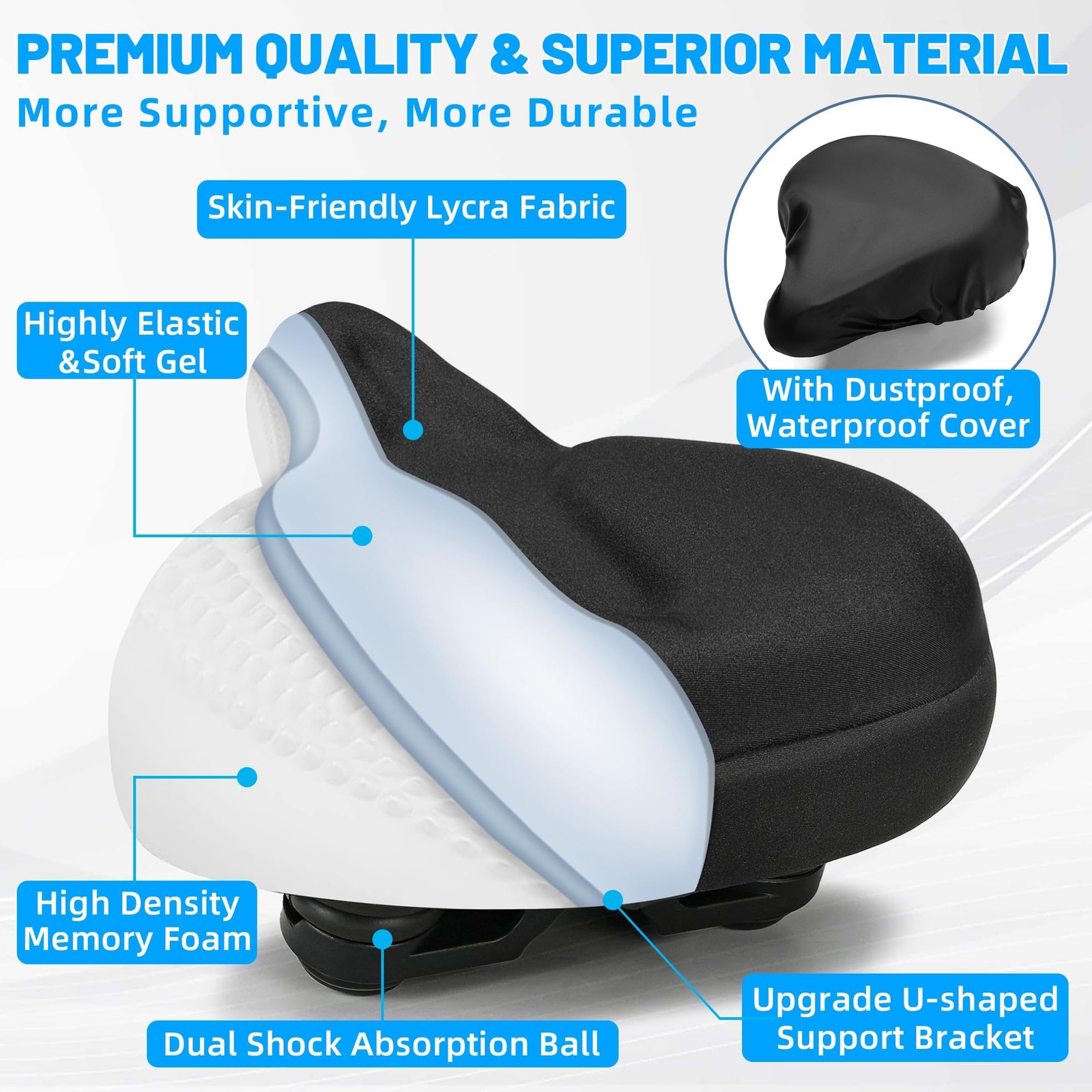 CDYWD Oversized Bike Seat for Men & Women, Comfortable Gel Padded, Extra Wide…