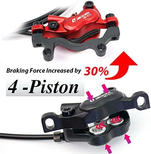 JFOYH zoom HB876 4-Piston Pre-Bled Hydraulic Disc Brake Set for Mountain Bike, B