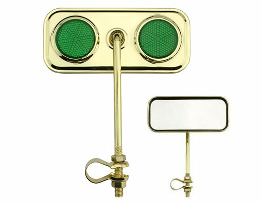 ONE Bike Rectangle Mirror Gold Green Reflectors. Bike parts,Bicycle parts.