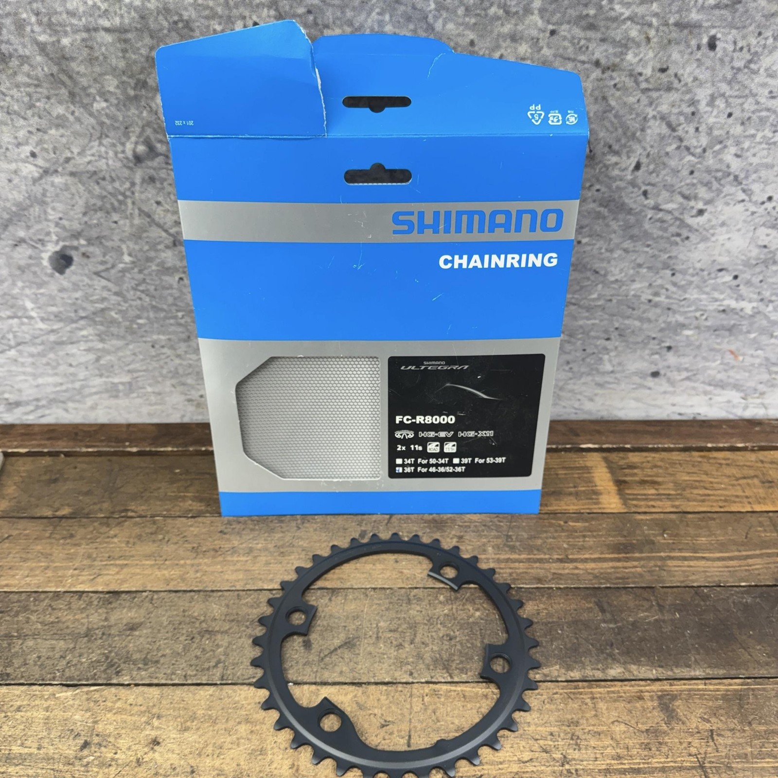 Shimano Ultegra 36T Chainring 110 BCD 4-Arm Black Asymmetric Road 11s FC-R8000