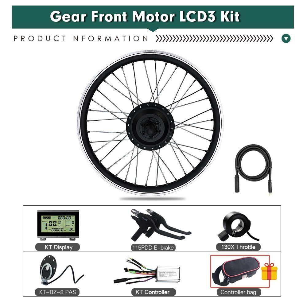 250W 350W 500W Electric Bike Brushless Gear Front Motor Wheel Conversion Kit