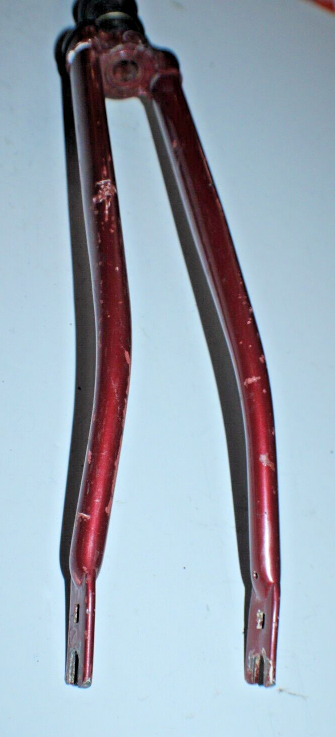 Vintage Road Bike Fork 27″ 1″ Threaded 200mm Red Lugged Steel Fast USA Shipper