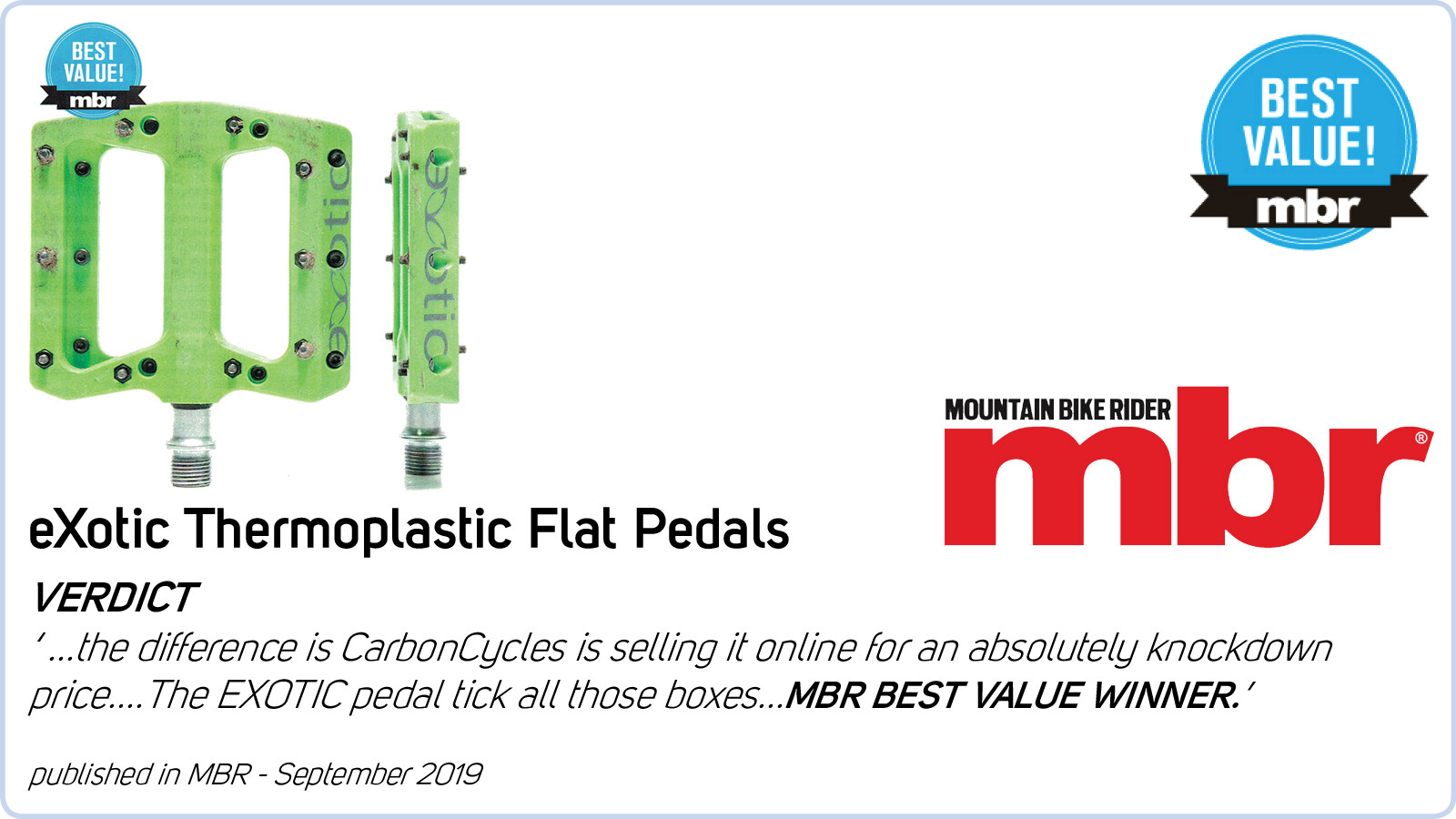 eXotic Solid Nylon Composite Flat Bike Pedals, BMX MTB Only 17mm Thick 7 Colours