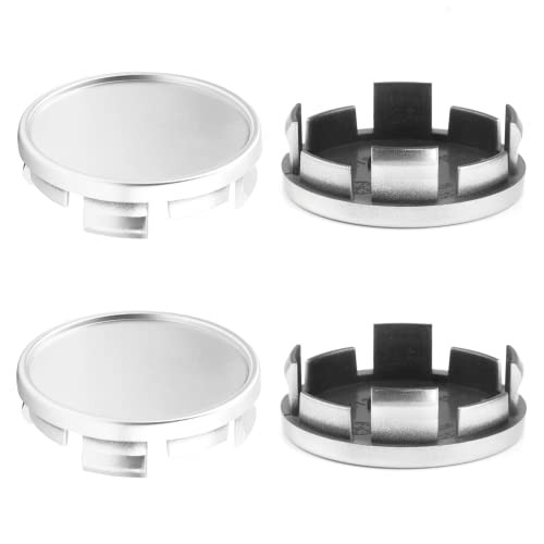 4Pcs 63mm(2.48inch) Wheel Center Caps for 63mm Outer, 59mm Inner, Silver Silver
