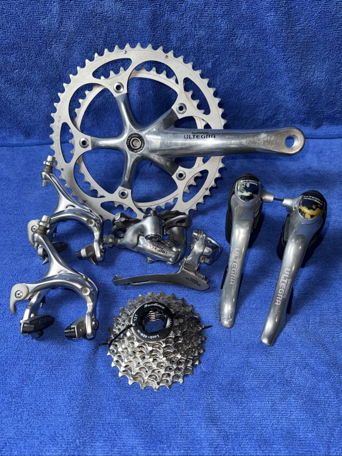 SHIMANO ULTEGRA GROUPSET 6500 9 SPD 175mm CRANK, SHIFTERS, DER, BRKS, CASS, BB