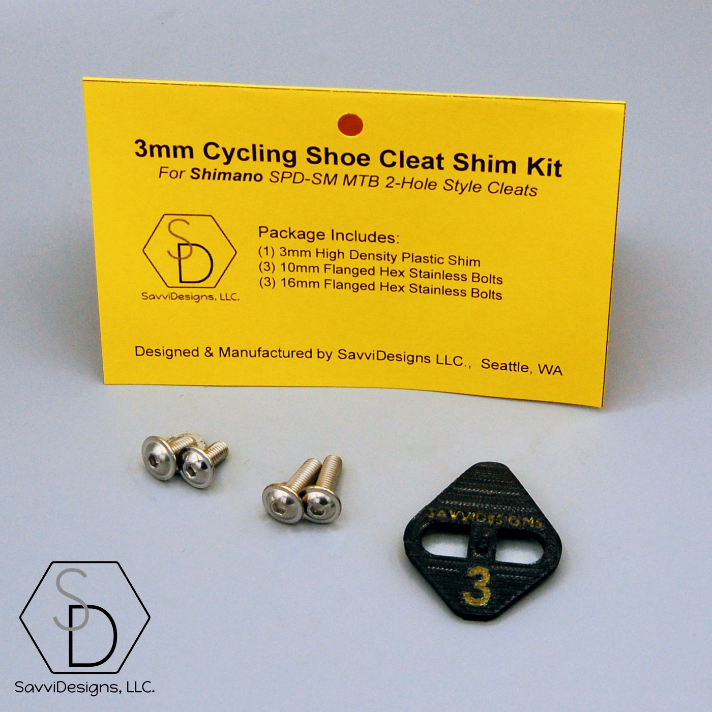 Shimano SPD – SM 3mm MTB Cleat Spacer Cycling Shoe Shim Kit – WITH BOLTS