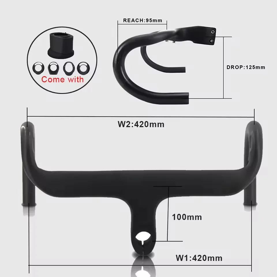 Carbon Handlebar 28.6mm Integrated Road Bike Handlebar Parts with Stem Spacer