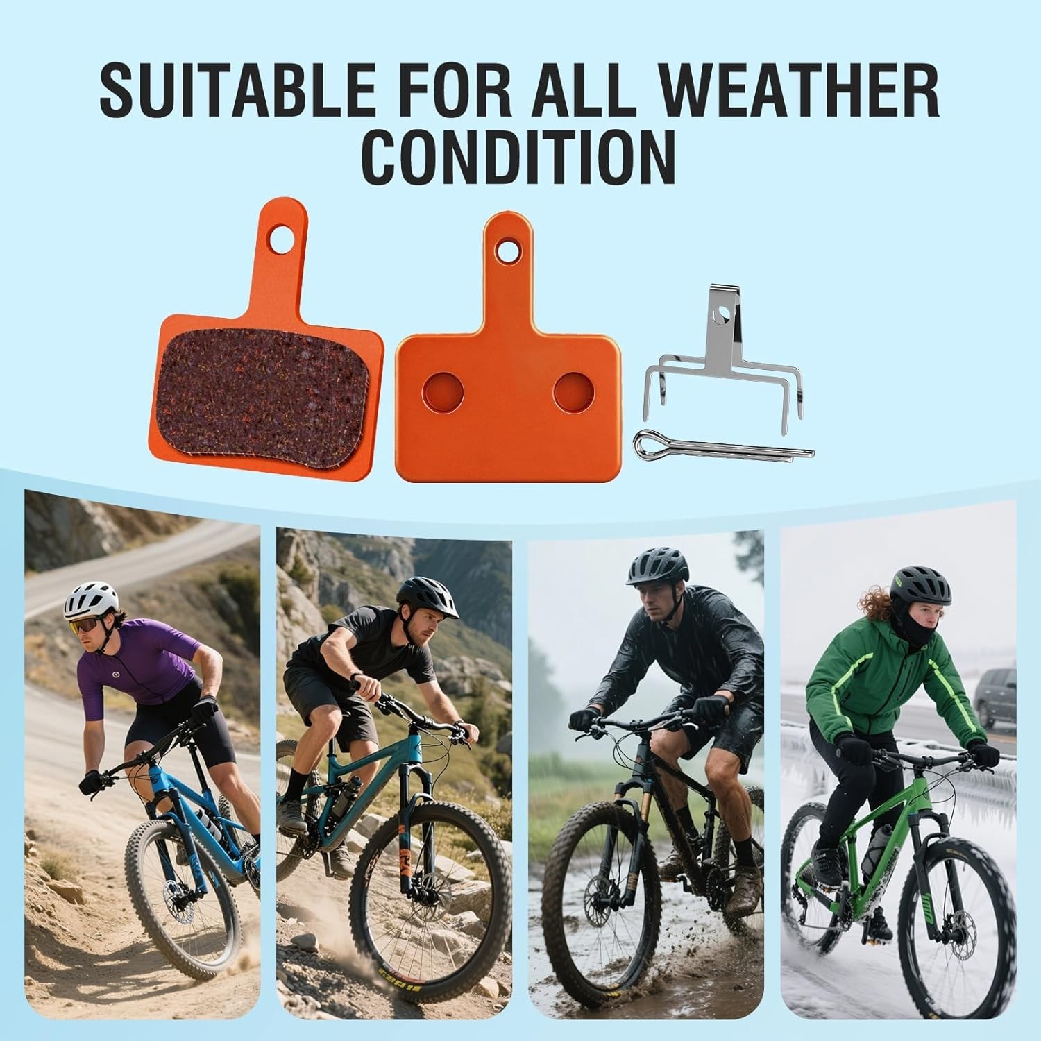 4 Pairs Bike Brake Pads, Disc Brake Pads (Resin,Semi-Metallic) for Mountain Bike