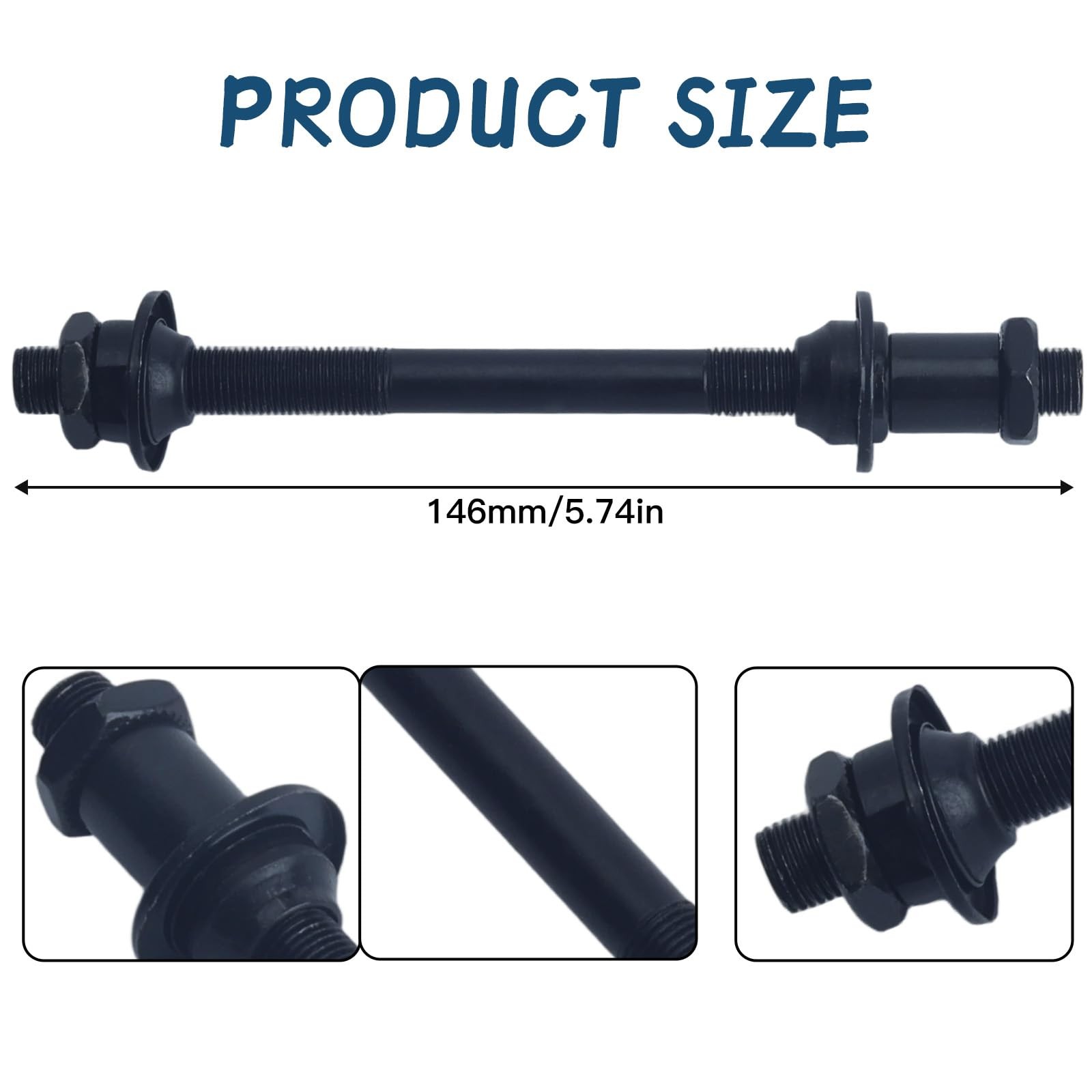 2Pcs Bike Axle Hollow Hub Shaft Front Rear Quick Release Axle Parts Black