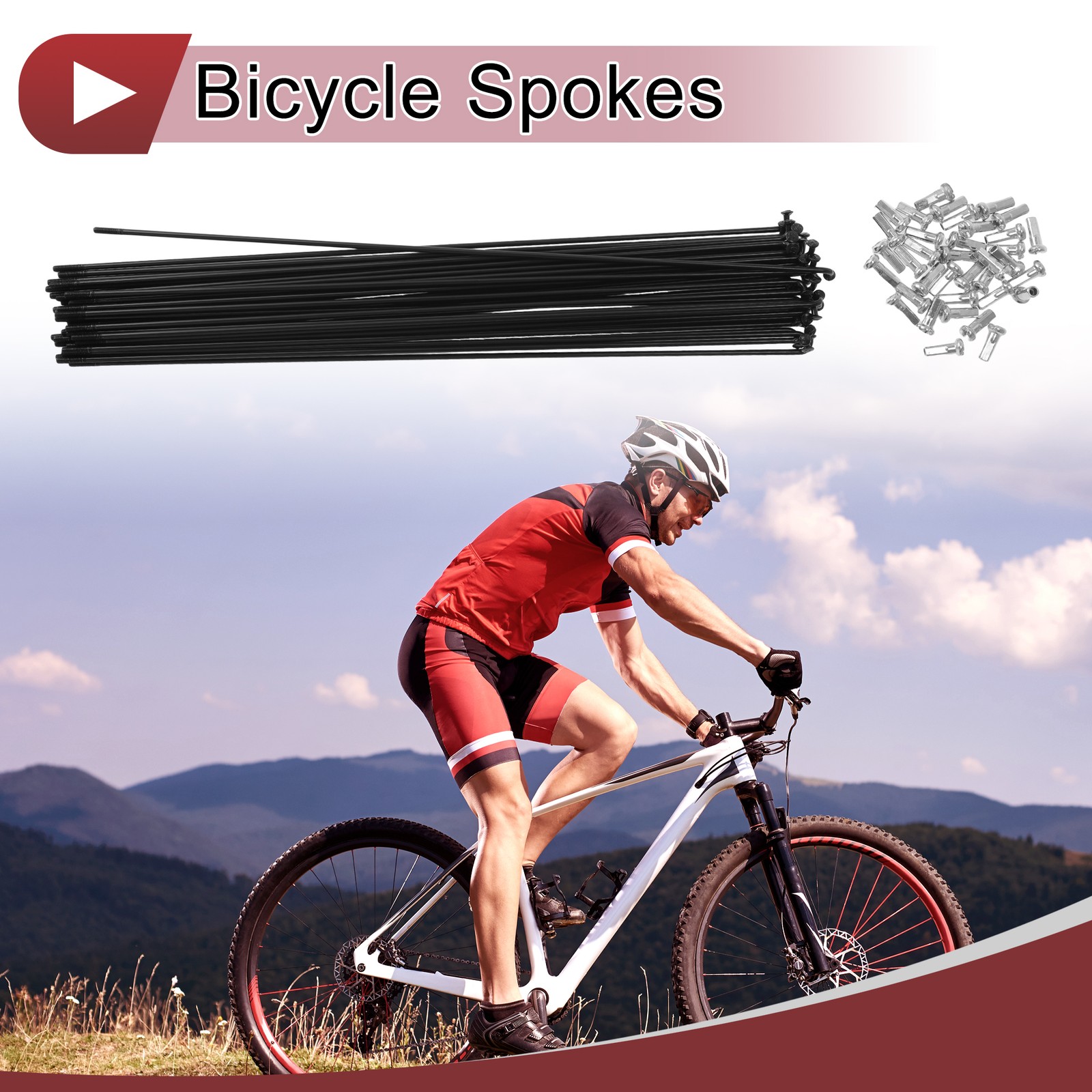 36 Set 14G Bicycle Spoke 231 mm 14G Bike Wheel Spoke Carbon Steel Black