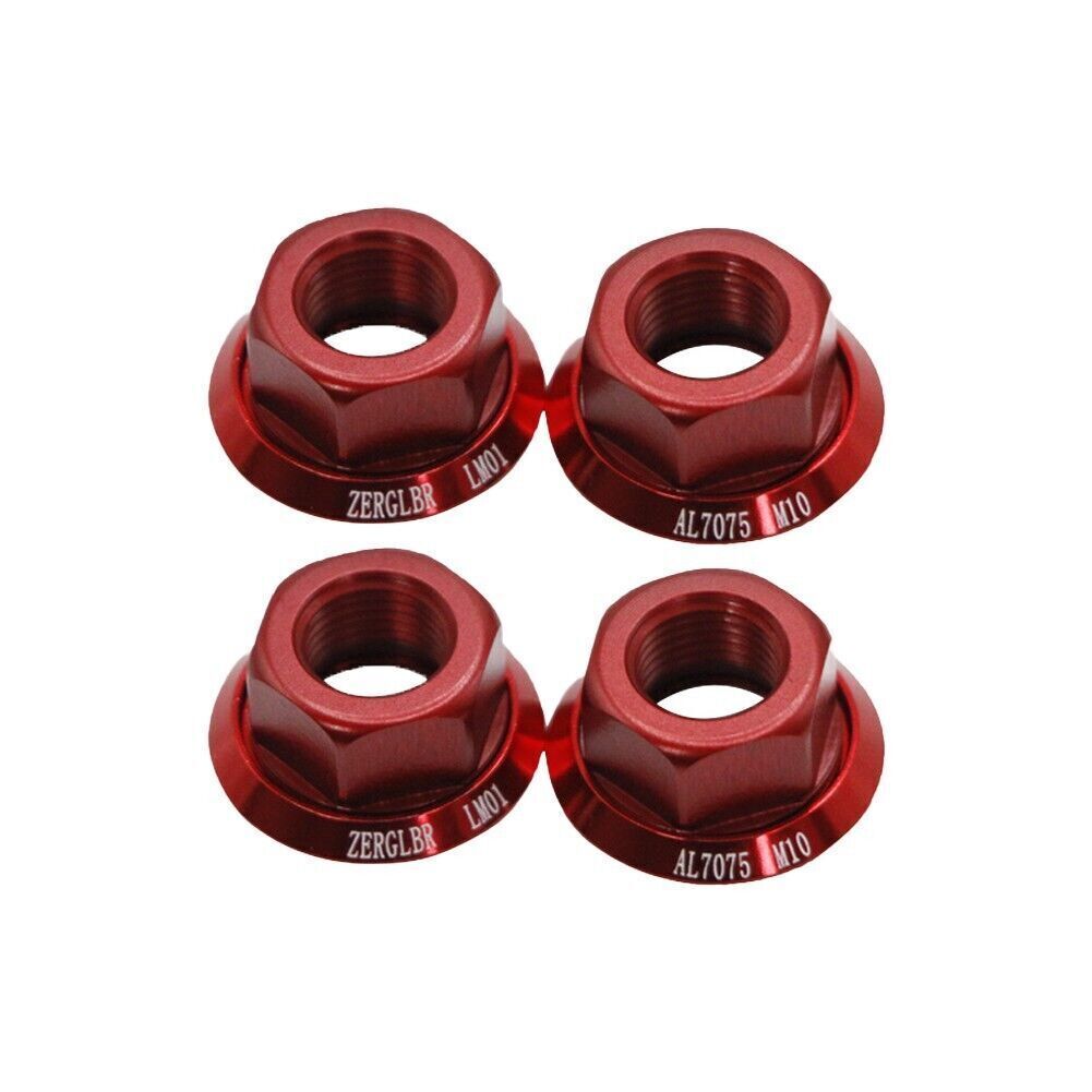 Set of 4 Bike Wheel Hub Axle Nuts Made of 7075 Aluminum Alloy M 10 Size
