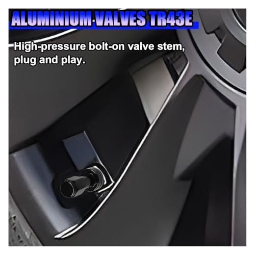 TR43E Metal Clamp-in Tire Valve Stems, Tubeless Aluminum Alloy Car Tire Black