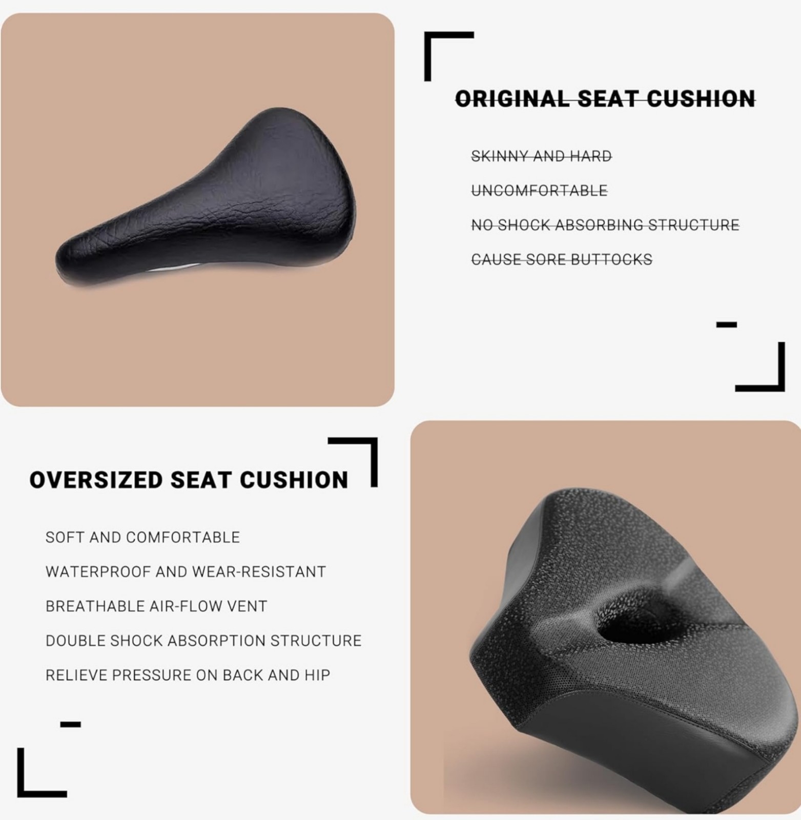 Oversized Bike Seat for Women Men Extra Soft Wide Bike Seat Cushion, Breathable