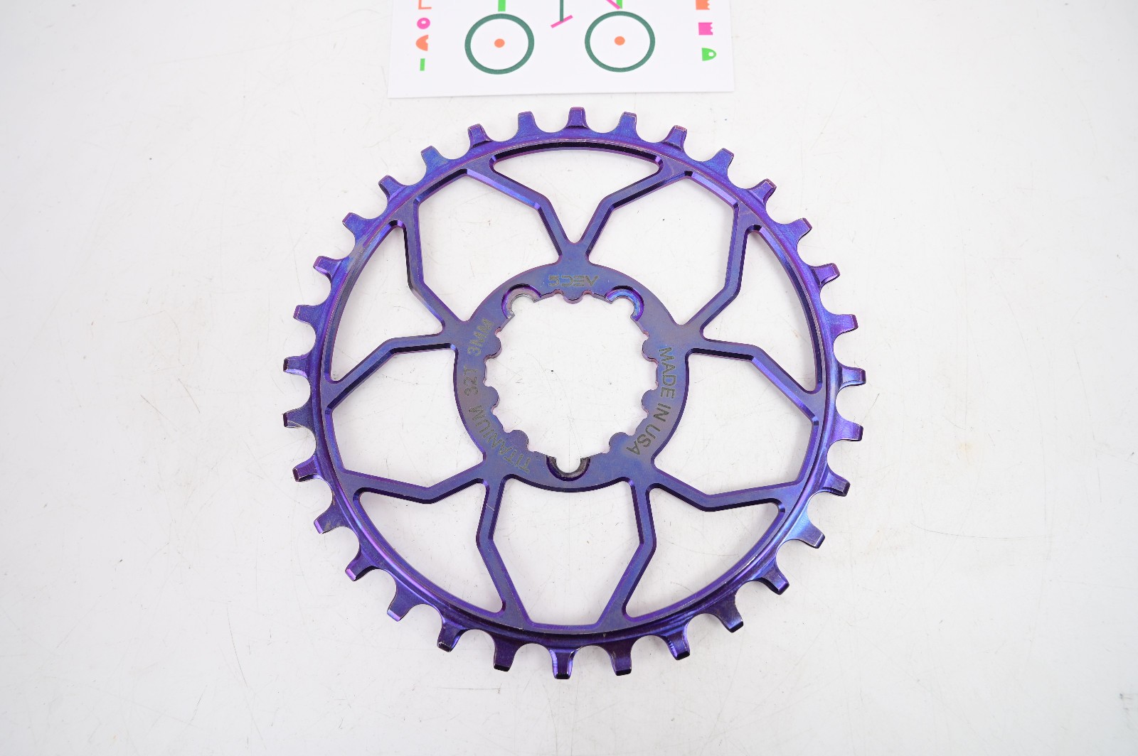 5DEV Titanium Purple, SRAM 3-Bolt Direct Mount Bike Chainring, 32T, 3mm Offset