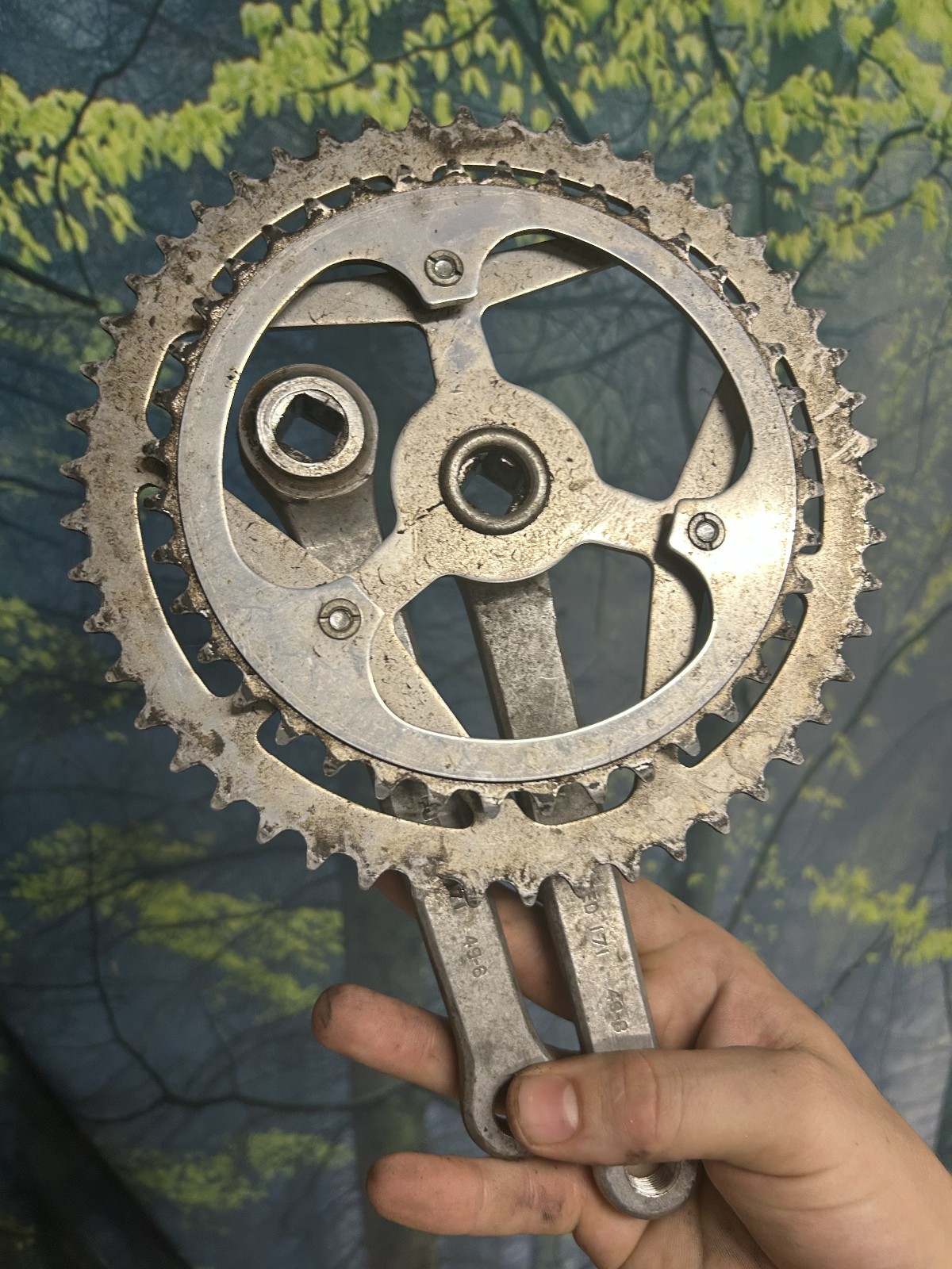 Sugino Maxy 3 Bolt Crankset Vintage 70’s 10 Speed Double 52/40 Alloy 171mm