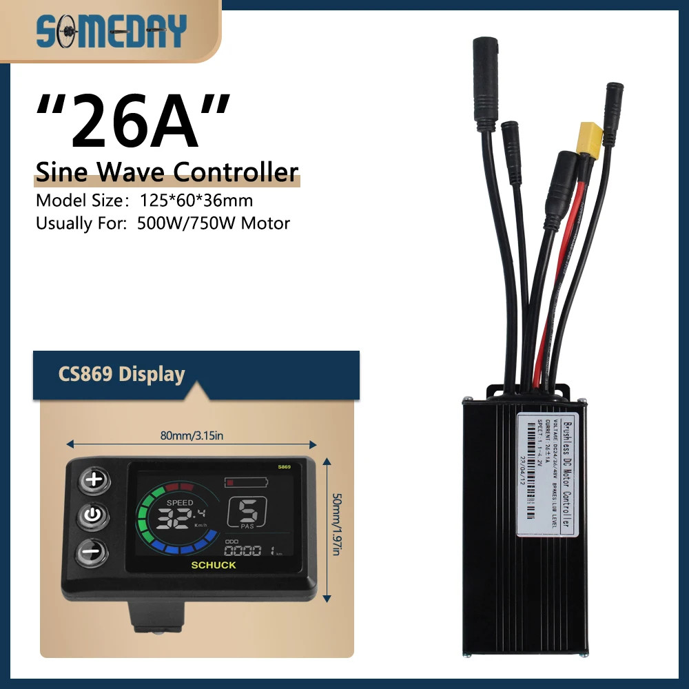 E-bike 26A Waterproof Three Mode Sinewave Controller 24V/36V/48V with Display