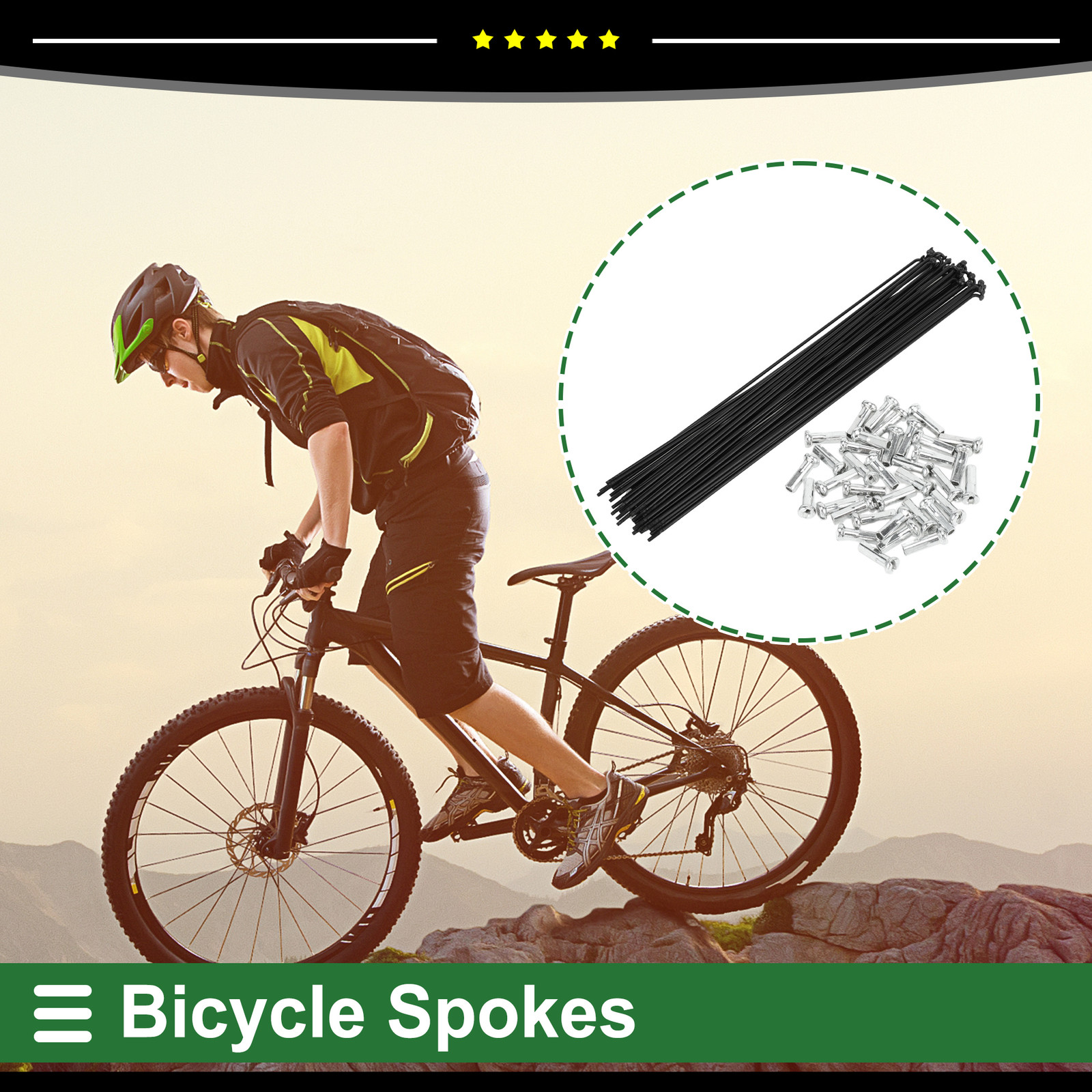 Universal Piece of 36 Bicycle Spokes Bike Wheel Spokes 14G 255mm/10.03″ Length