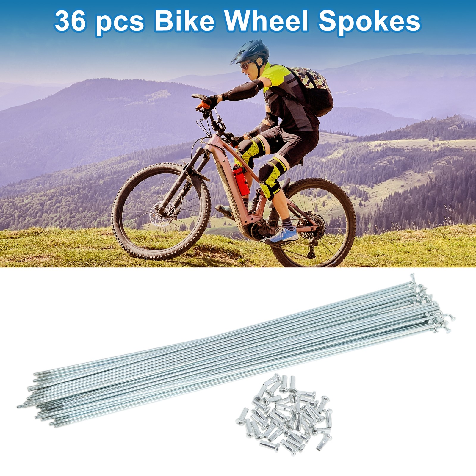 36 Set 14G Bicycle Spokes 275mm Bike Wheel Spokes Galvanized Carbon Steel