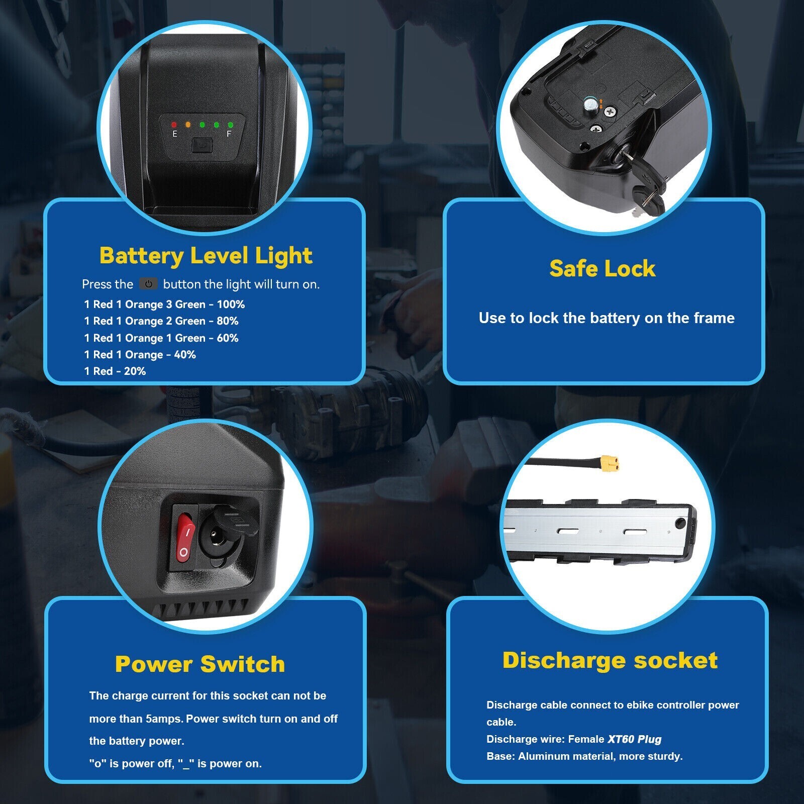 36V 48V 52V 10/15/20AH Lithium Battery BMS For 200W-2000W Ebike Electric Bicycle