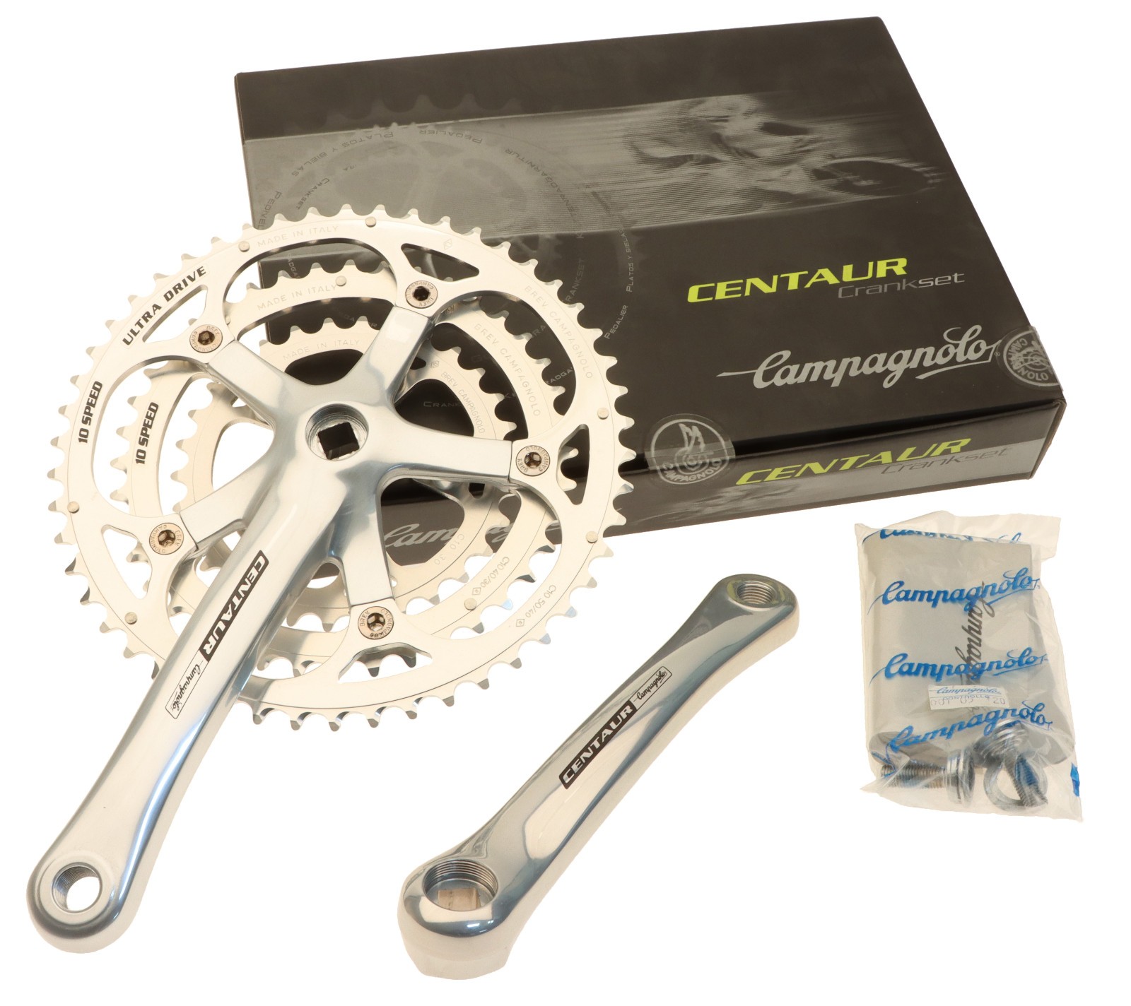 Campagnolo Centaur Triple Crankset 10 Speed 50/40/30T 175mm Silver NOS NEW